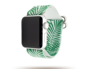 Green Palms | Adjustable Elastic | Apple Watch Series 1-7 | Fitbit Versa 1-3 | Samsung Galaxy | 38mm 40mm 41mm 42mm 44mm 45mm