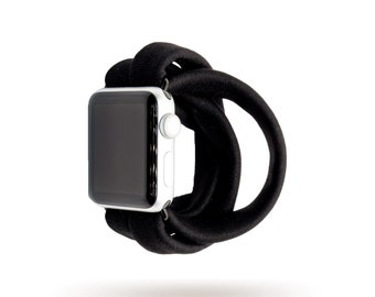 Black Yoga Band™ Women's Apple Watch Series 1-8, Fitbit Versa 1-3, Samsung Galaxy, 38mm 40mm 41mm 42mm 44mm 45mm - Dót Outfitters