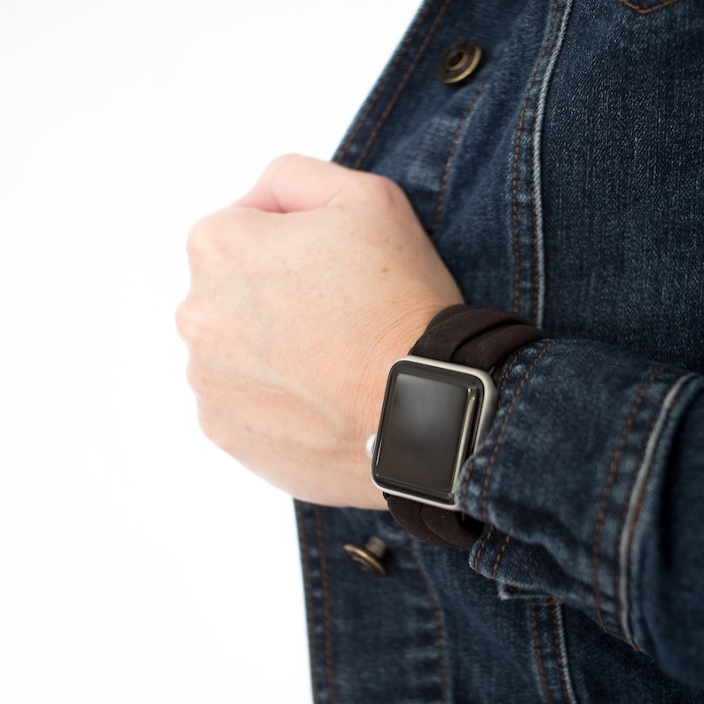 Black Yoga Band® Women's Apple Watch Series 1-8, Fitbit Versa 1-3, Samsung Galaxy, 38mm 40mm 41mm 42mm 44mm 45mm - Dót Outfitters