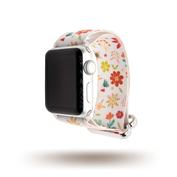 1pc Floral Embroidery Elastic Single Circle Knit Watch Band For Apple Watch  Series 7/6/5/3/se/8, Summer Style