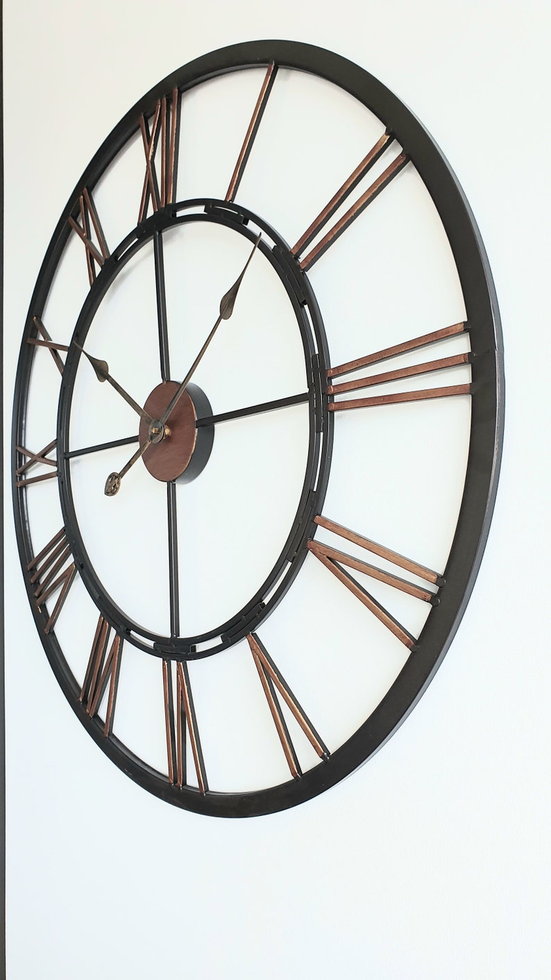 Large Huge Round Iron Wall Clock Home Decor Greenwich Roman Etsy UK