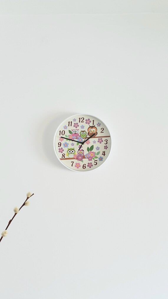 Colorful Cute Curios Owl With Flower Children Wall Clock For - Colorful Owl Wall Clocks Colorful Cute Curios Owl With Flower Children Wall Clock For - Colorful Owl Wall Clocks