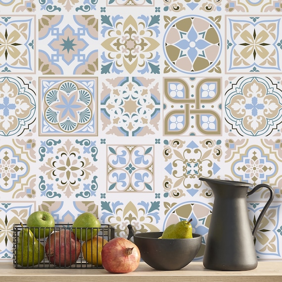 Spanish Light Sapphire Parchment Traditional Tiles Self Etsy