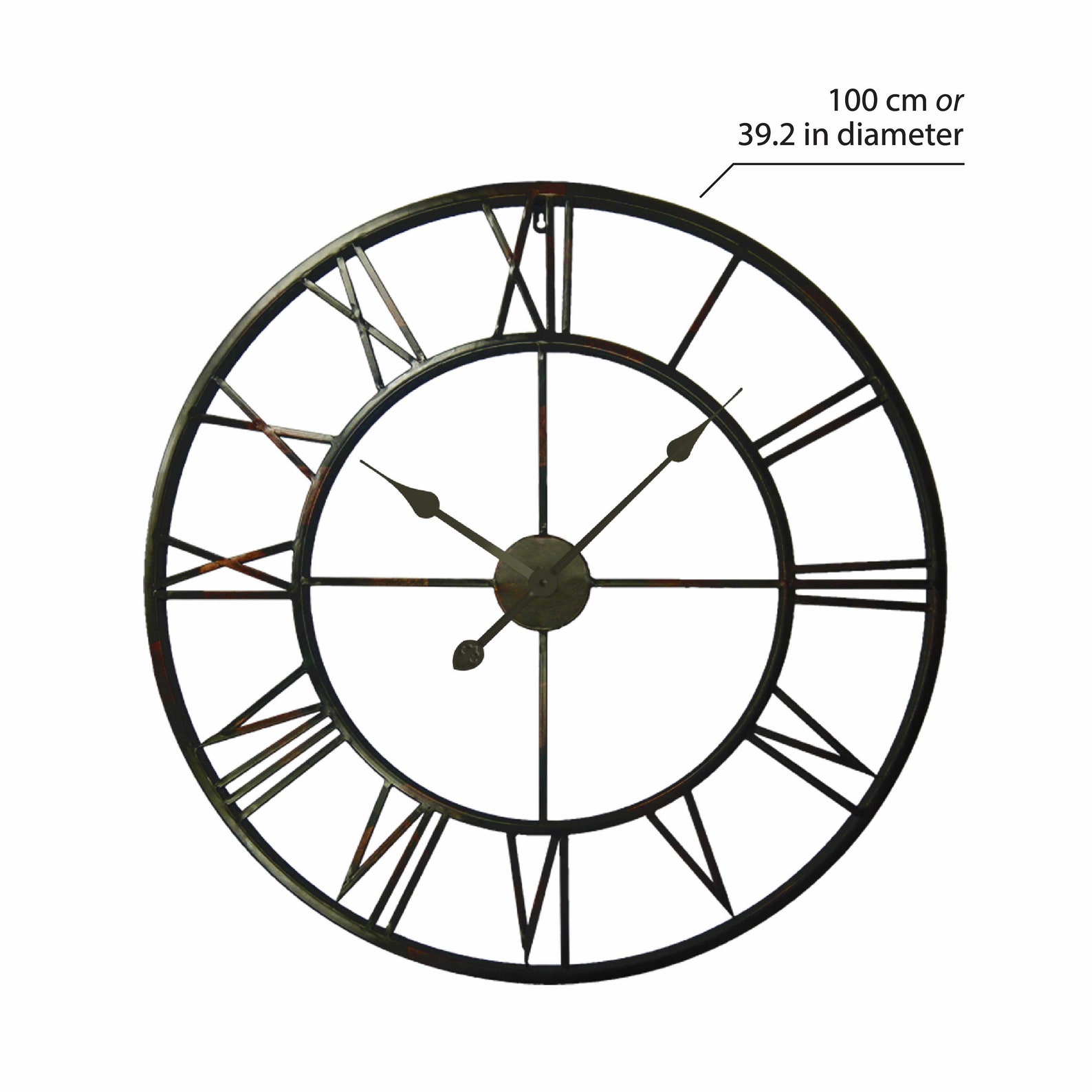 Giant Oversize Round Iron Wall Clock Home Decor Roman Numerals Etsy