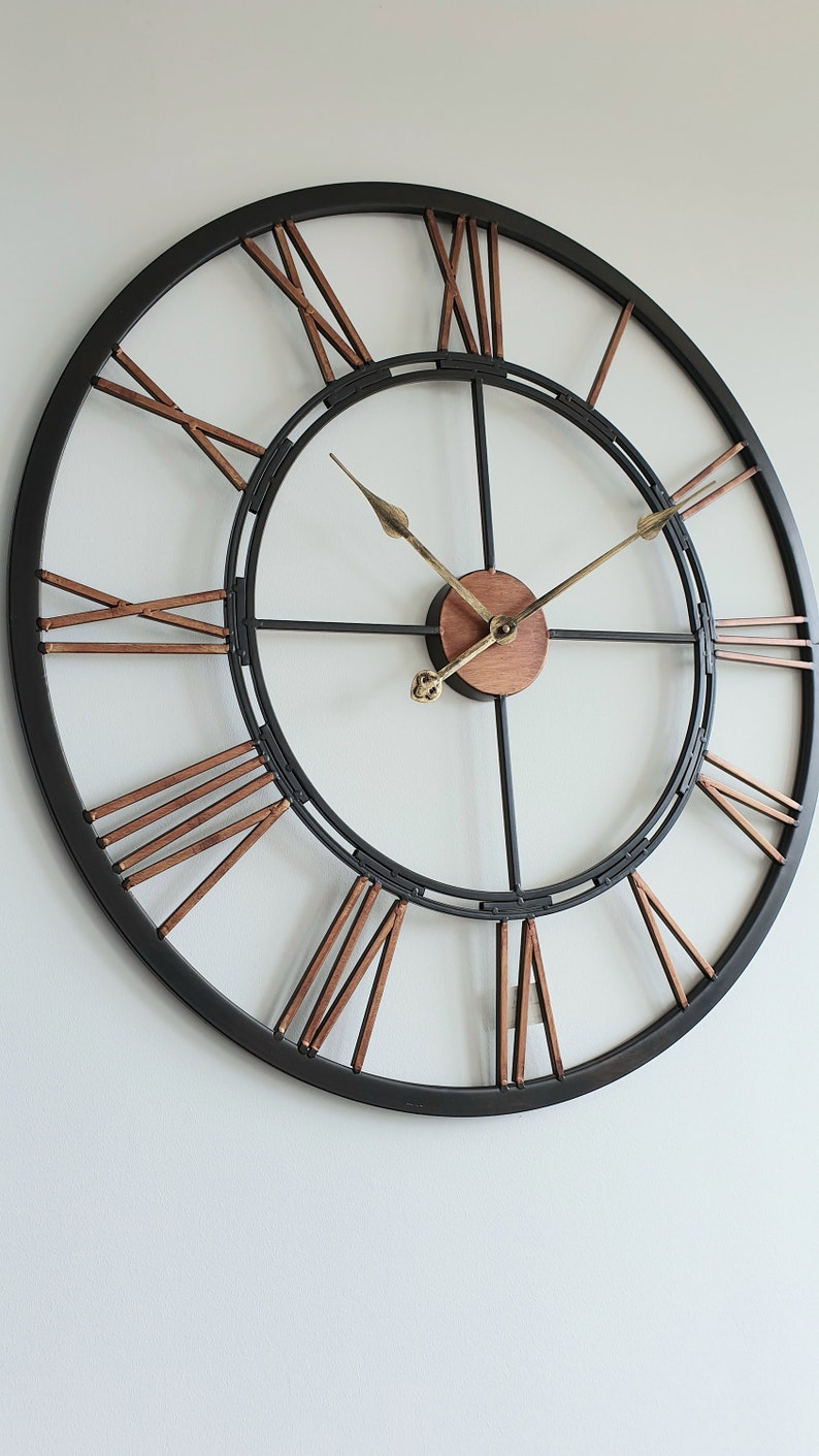 Large Huge Round Iron Wall Clock Home Decor Greenwich Roman Etsy UK