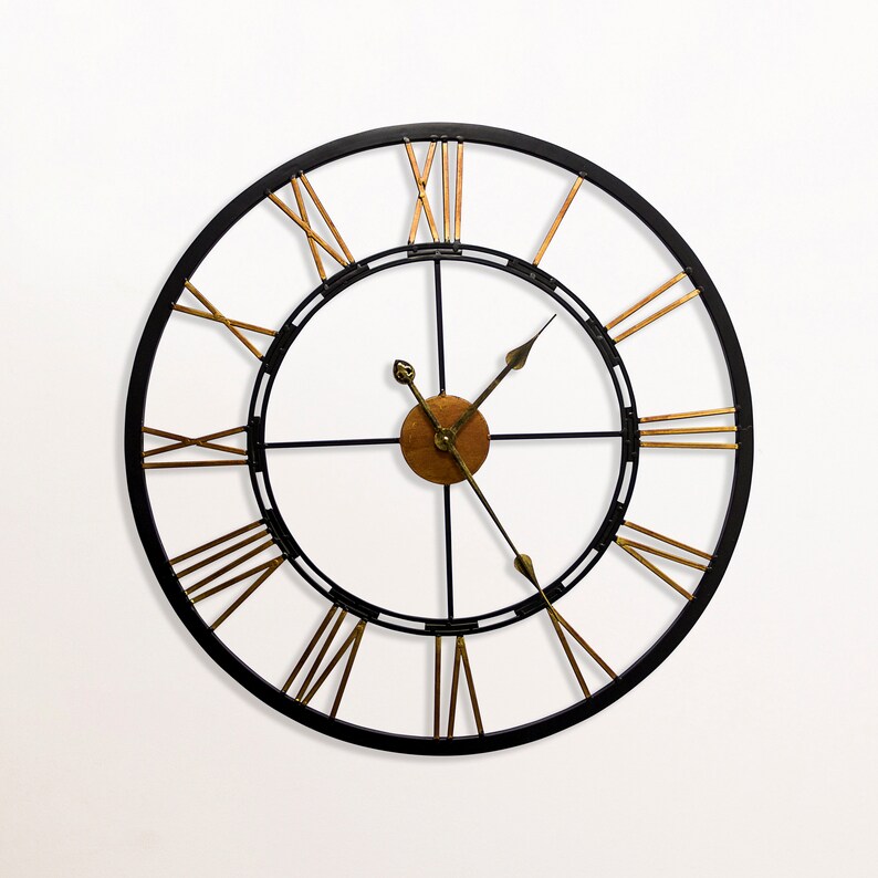 Large Huge Round Iron Wall Clock Home Decor Greenwich Roman Etsy UK