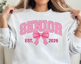Coquette Senior 2026 Lazo Rosa SVG, PNG, Senior 2026 Svg Png, Clase de 2026 Svg, Camiseta de Graduación Planchada Png, Senior 2026 Sublimación