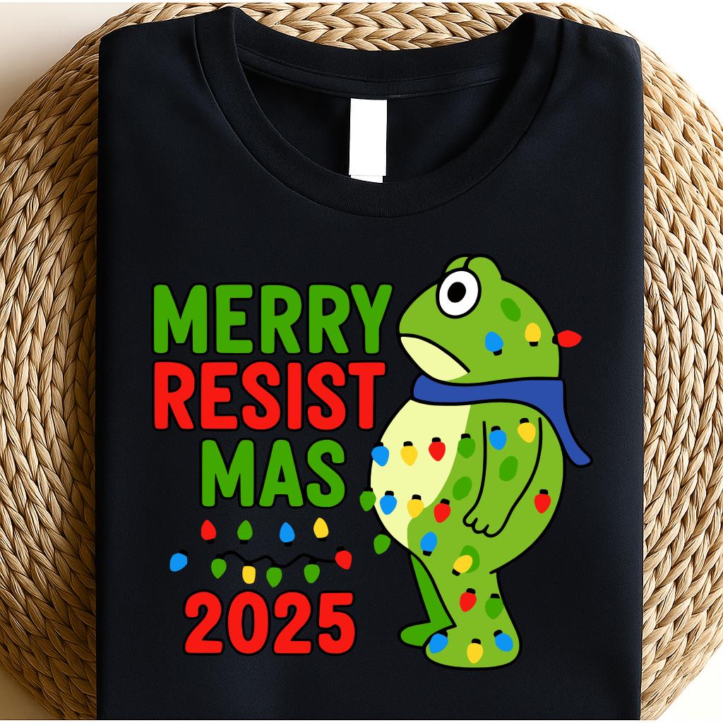 Resistmas Rabbit Merry Christmas Portland 2025 PNG, Resistmas Frogs Xmas Funny Political ...