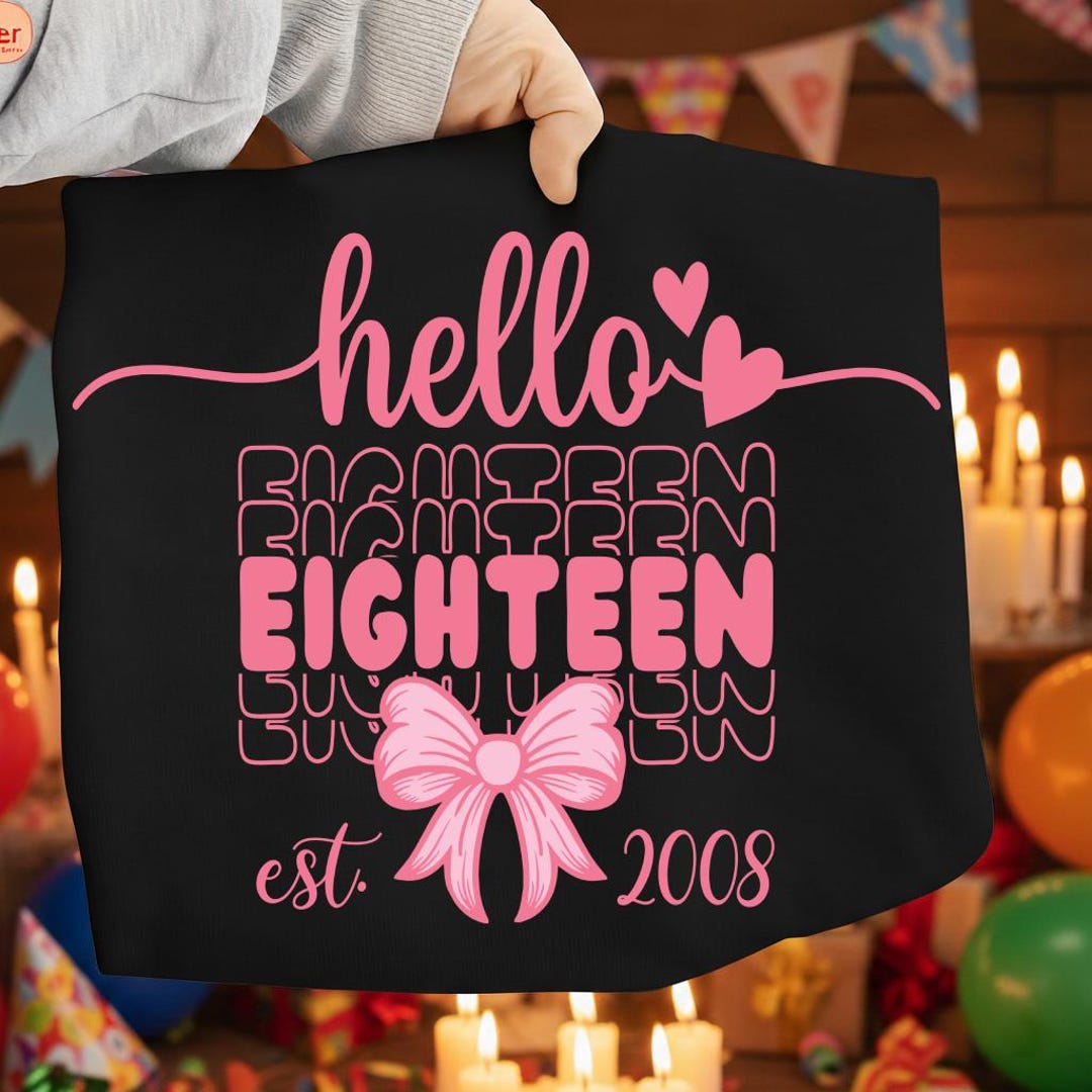 Hello Eighteen Birthday PNG & SVG: 18th Birthday Girl Design, Pink 18th ...