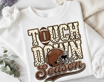 Touch down Season PNG, Football Fan Gift, Polka Dot Football and Helmet Game Day, Game Day Graphic Tee, Football Lover Gift
