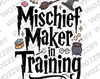 Baby Wizard, Mischief Maker In Training Newborn Baby Bodysuits, Natural Kids (Digital Download)