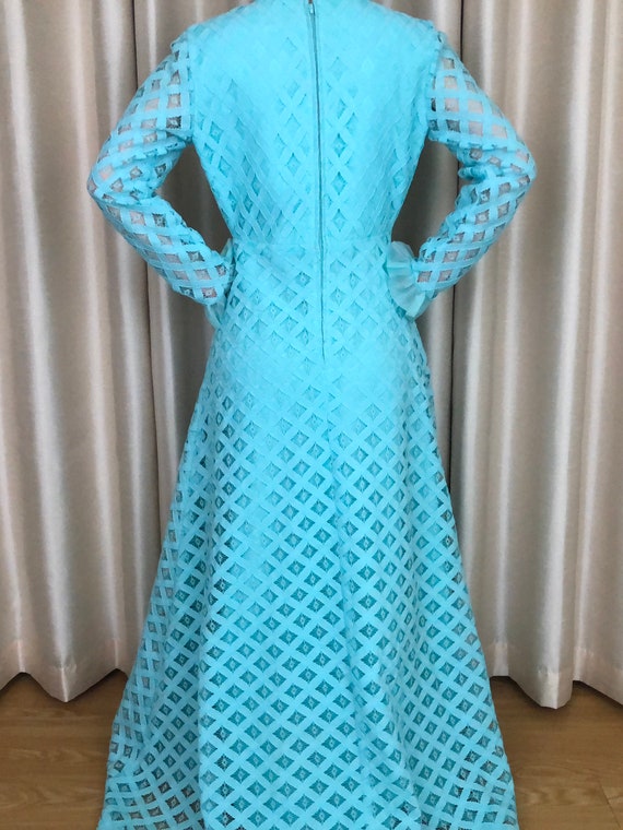 60s 70s Bernie Bee Turquoise Long Sleeve Dress - image 3