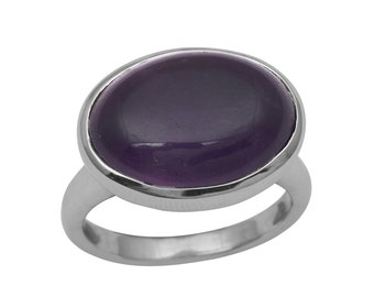 Natural Amethyst Ring i Sterling Silver | Purple amethyst cabochon ring ! Sterling Silver ring for Women | February Birthstone