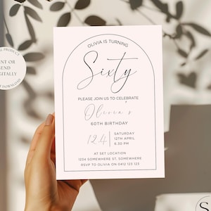 Editable Elegant Sixty Birthday Invitation | 60th Birthday Party Invite | Digital Canva Template | Milestone Celebration | Instant Download