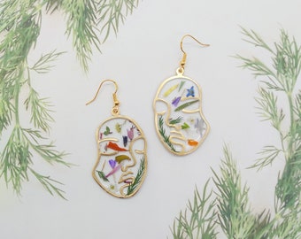 Real Flower earrings Floral jewelry Pressed flowers Drop Earrings Botanical jewelry Christmas idea gift for her