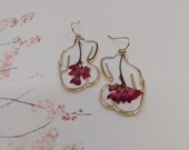 Real flower earrings, woodland earrings, terrarium earrings, botanical earrings, real flower pendant, pressed flower earrings, resin finding