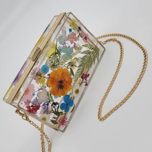 Clear real flower purse, Real flower purse, woodland purse, clear purse, botanical purse, pressed flower purse