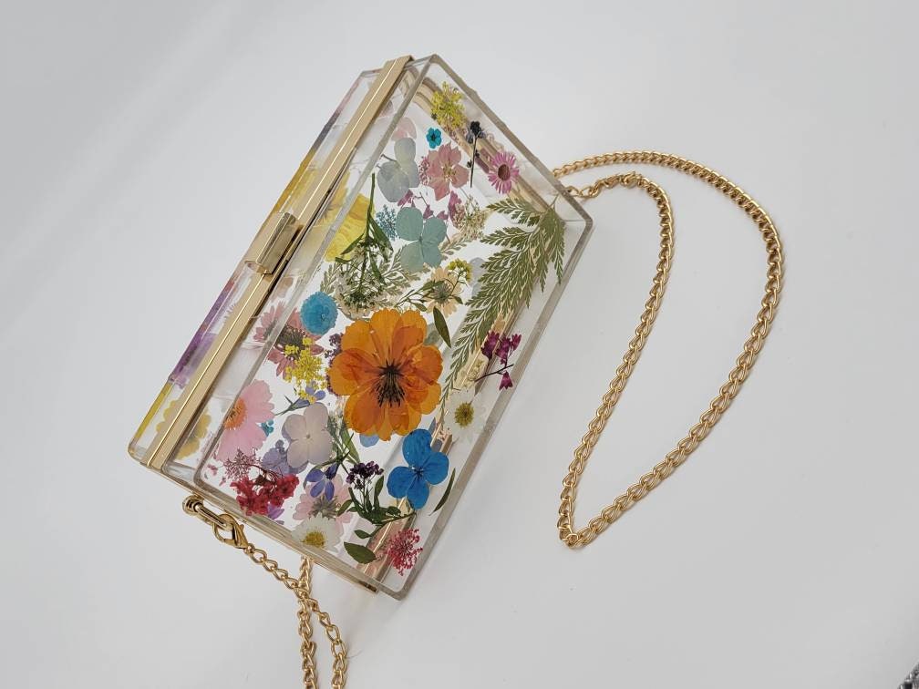 Clear Real Flower Purse Real Flower Purse Woodland Purse Clear Purse Botanical Purse Pressed Flower Purse Etsy