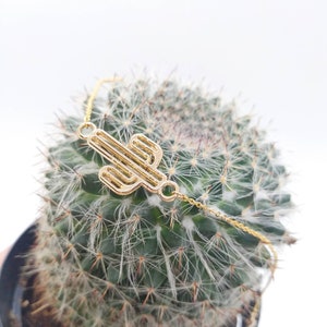 Pulseira de cacto, pulseira de cacto delicada, pulseira de cacto de ouro, pulseira de cacto de prata delicada, pulseira de cacto, pulseira de pingente