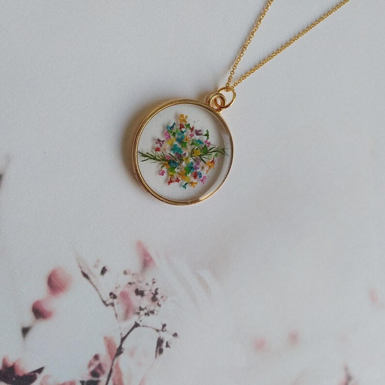Real Flower Necklace Pressed Flower Necklace Woodland Etsy