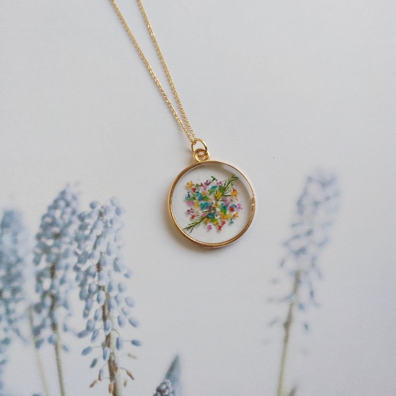 Real Flower Necklace Pressed Flower Necklace Woodland Etsy