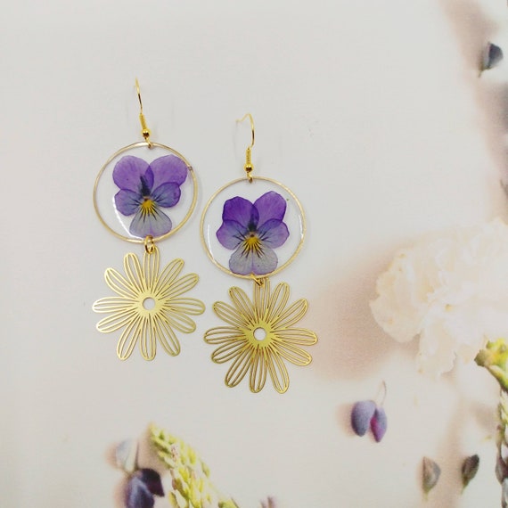 Etsy pressed 2024 flower earrings