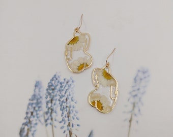 Real flower earrings, Pressed flower earrings, Pressed flower jewelry, Botanical jewelry, Terrarium jewelry, Gifts for her, Woodland Jewelry