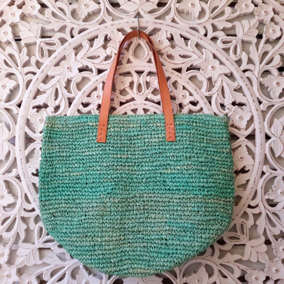 Bolsa Franca en rafia turquesa Bolsa de playa con cierre | Etsy México
