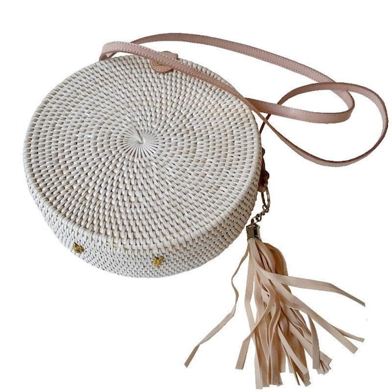 White rattan handbag shop