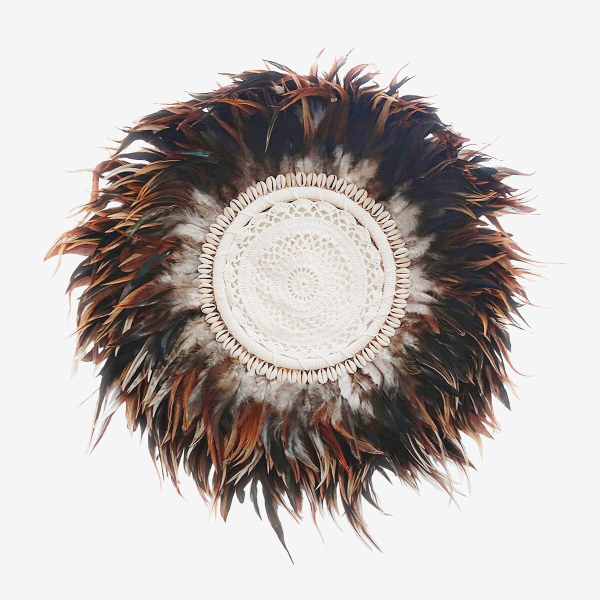 Jujuhat en Macramé et Coquillages, Marron - 50 cm