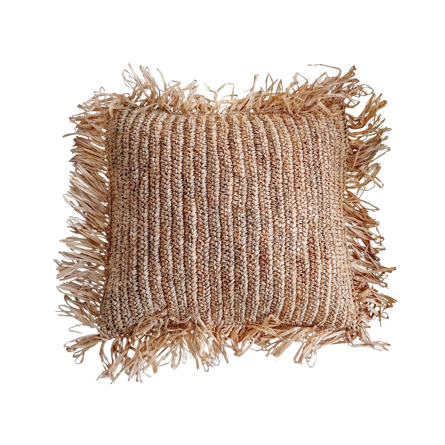Coussin Boho en Raphia Naturel, 40x40