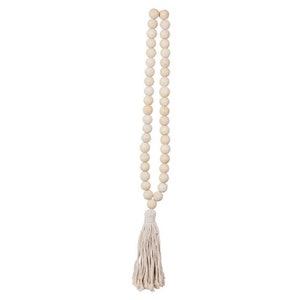 Natural wood Perla garland; Wooden necklace; The wood tassel; Shell door tassel