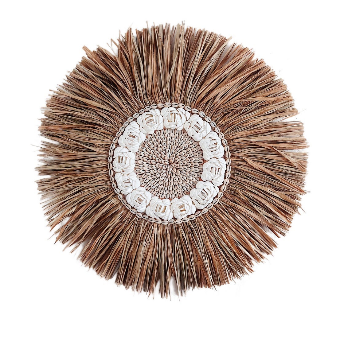 Décoration Murale Rosa en Raphia et Coquillages