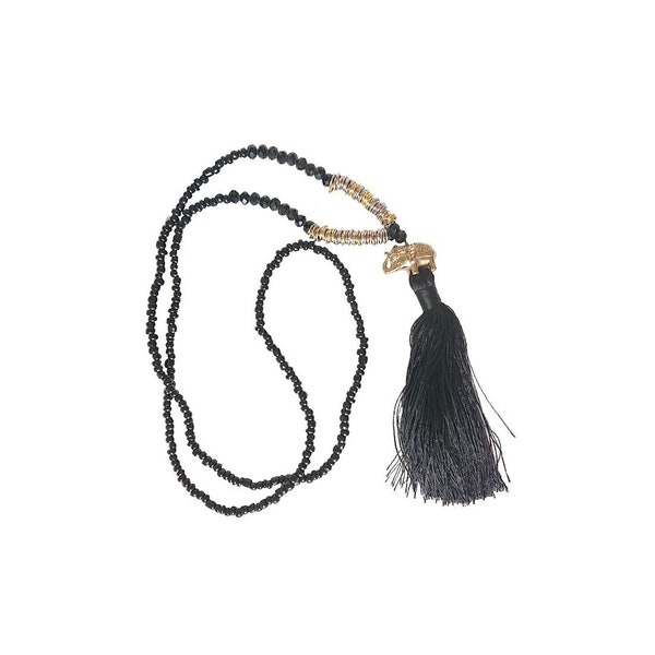 Collier Eléphant, noir - sautoir, collier de méditation, bijoux de yoga, collier de rudraksha, collier de prière