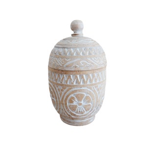 White carved wooden box