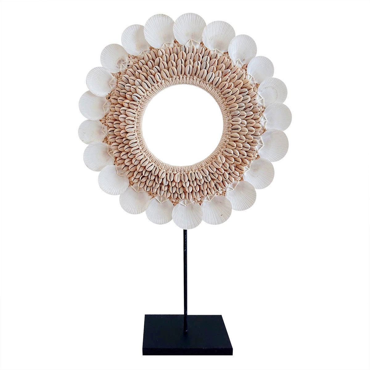 Collier Décoratif Ronde en Coquillages - Collier Papou Blanc
