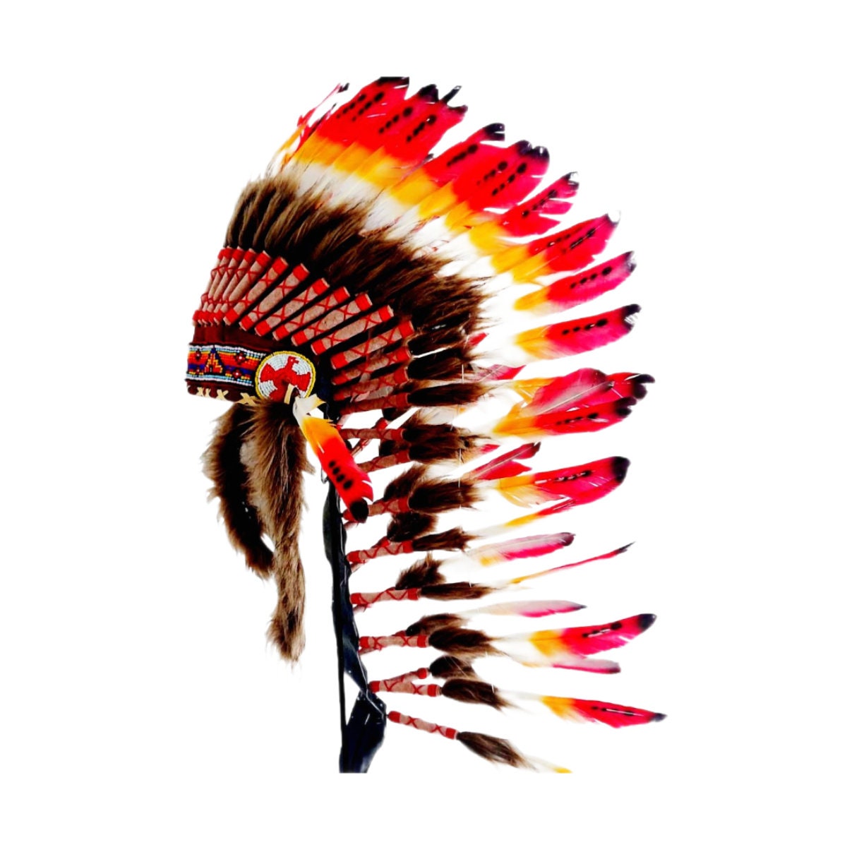 Coiffe Indienne Blanche /Orange