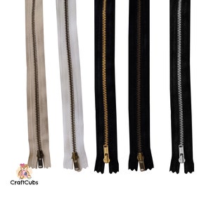 YKK Metal Zips 12 inches (30cm) // Metal Teeth Zipper - Brass, Bronze, Gold // Zipper in White, Black // For Bag closure, bag hardware// 12&quot;