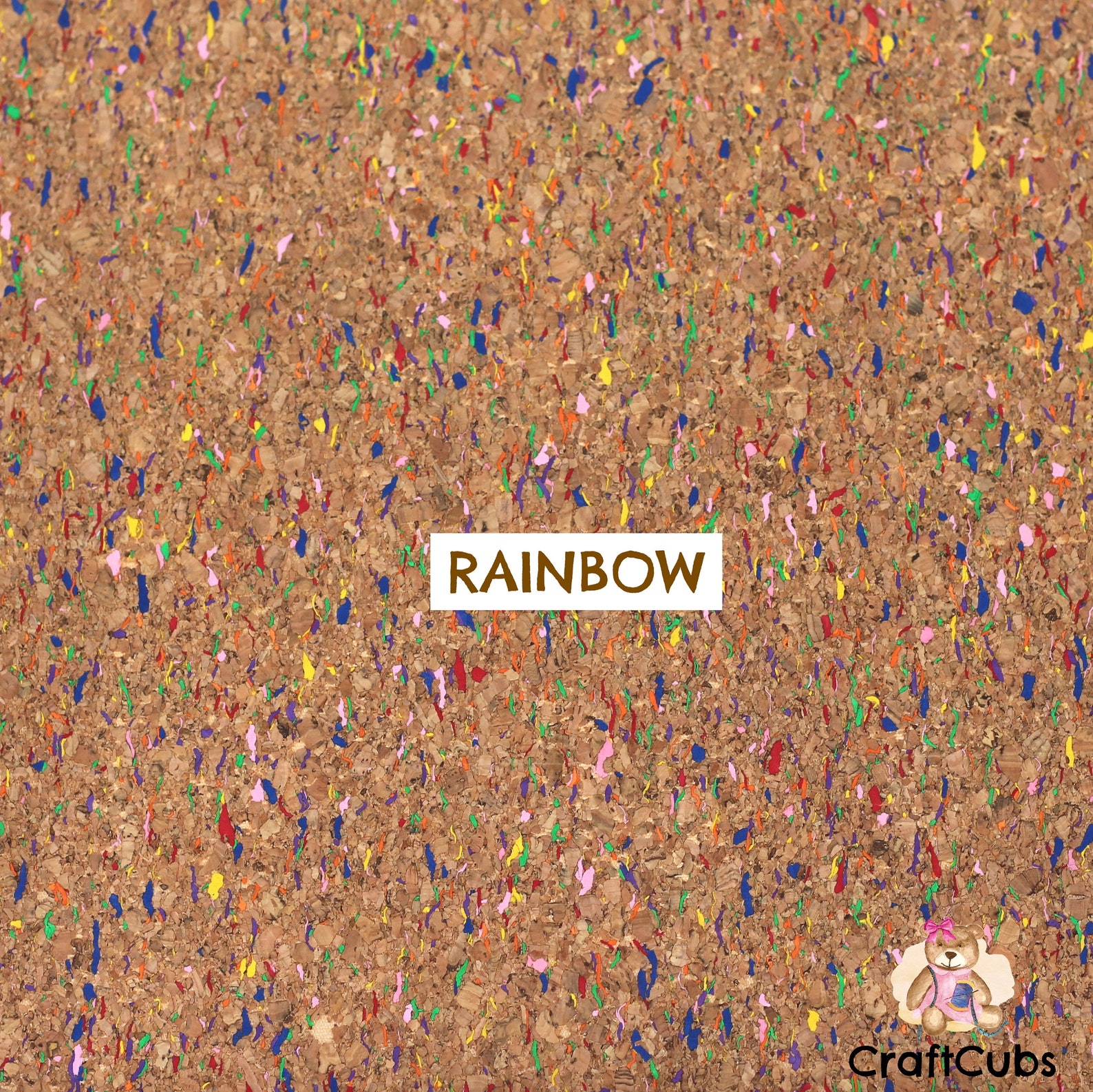 Cork Vinyl Fabric in Natural, Rainbow, Sandstorm, Silver Birch, Goldrush // Vegan Leather for