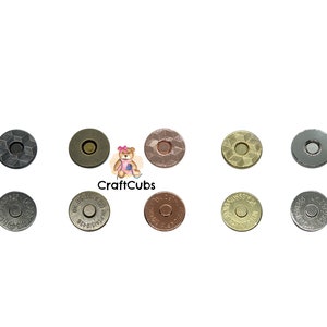 Botões de pressão magnéticos finos de 14 mm em preto, bronze, dourado, ouro rosa, prata // Ferragens para fecho de bolsa, bolsa, carteira // Rebite duplo de pressão de 2 mm de espessura
