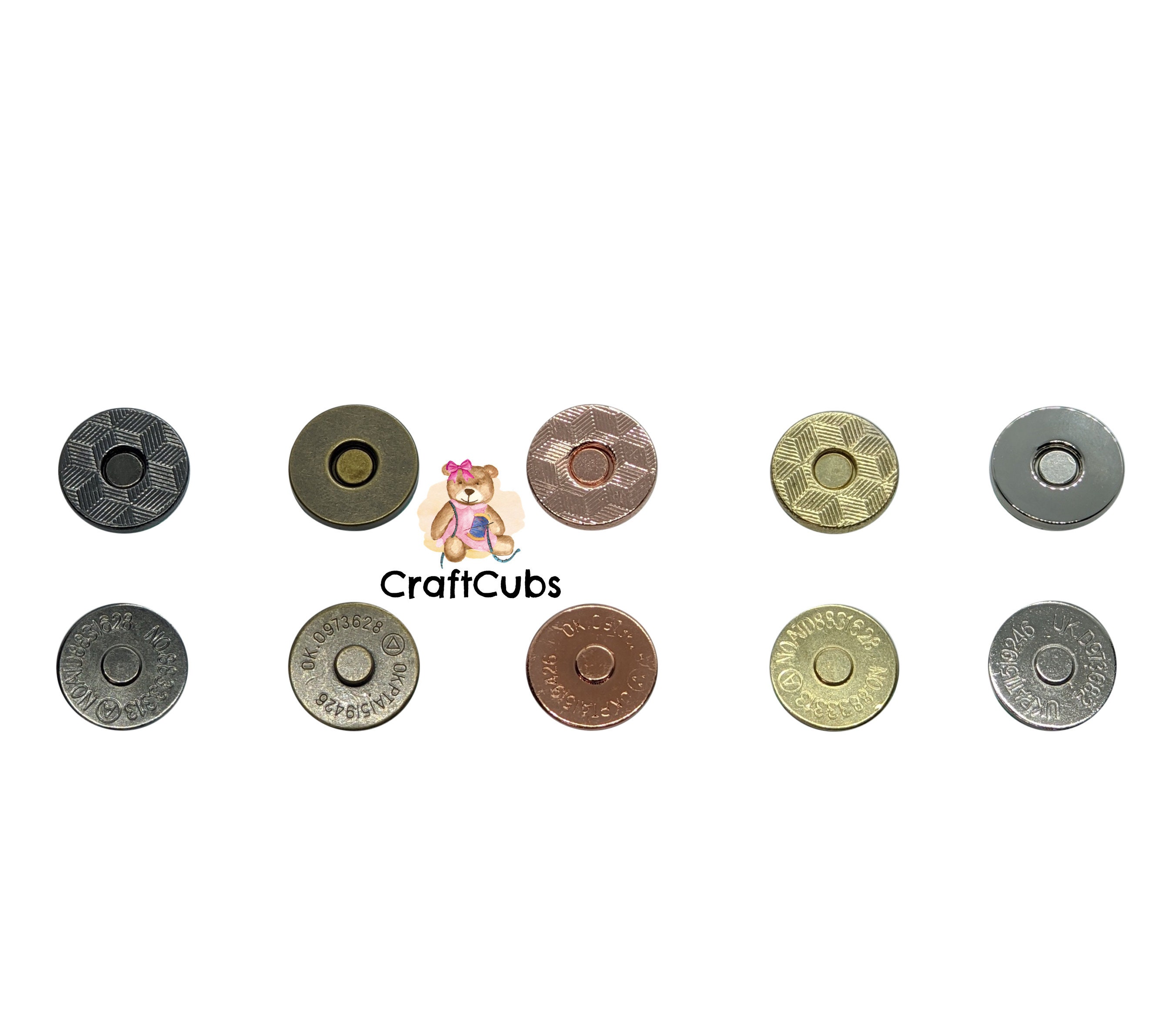 14mm Thin Magnetic Snap Buttons in Black, Bronze, Gold, Rose Gold, Silver  // Bag Purse Wallet Closure Hardware// 2mm thick snap double rivet