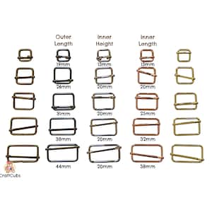 Adjustable Sliders in 13mm 20mm 25mm 32mm 38mm // in Black, Bronze, Gold, Rose Gold, Silver// Tri Glide Webbings// bag strap hardware buckle