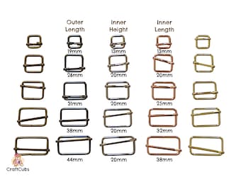 Adjustable Sliders in 13mm 20mm 25mm 32mm 38mm // in Black, Bronze, Gold, Rose Gold, Silver// Tri Glide Webbings// bag strap hardware buckle