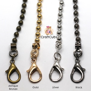 120cm CraftCubs CORREA Flat Metal Bag Chains with Clasp in Black Bronze Gold Silver // Purse Wallet Clutch strap Bag hardware handle