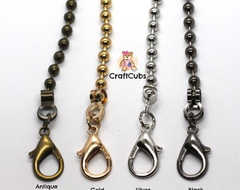 Cadenas planas de metal para bolso CORREA de CraftCubs de 120 cm con cierre en negro, bronce, dorado y plateado // Correa para bolso, cartera, bolso de mano, asa de herraje