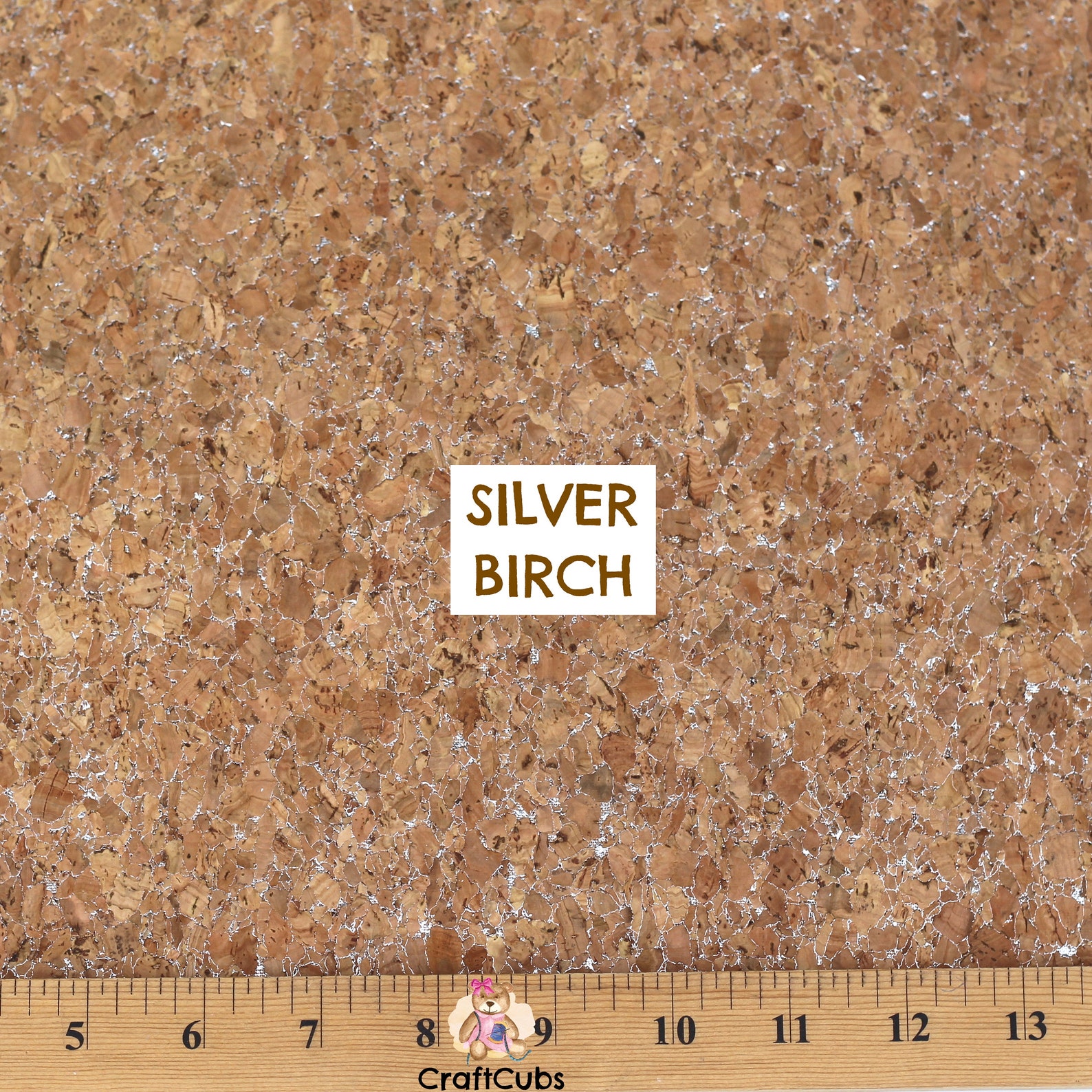 Cork Vinyl Fabric in Natural, Rainbow, Sandstorm, Silver Birch, Goldrush // Vegan Leather for