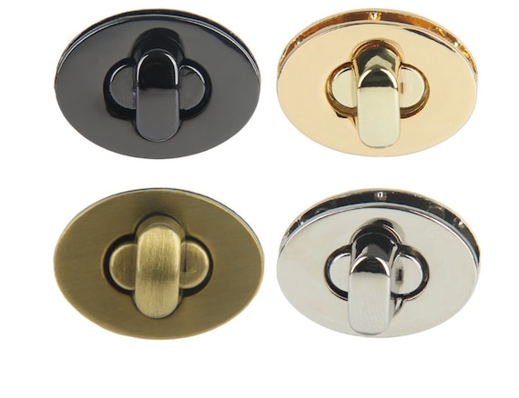 1 Set Egg Twist Lock in Black, Bronze, Gold or Silver // Oval Turn Lock //  Purse lock, bag closure, bag hardware, bag lock