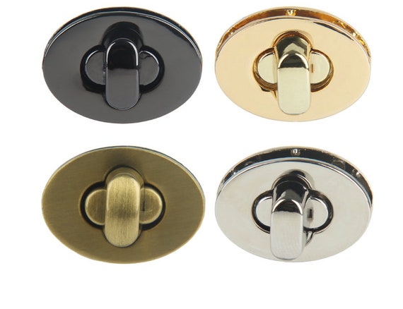 Set Egg Twist Lock in Black, Bronze, Gold or Silver // Oval Turn Lock //  Purse lock, bag closure, bag hardware, bag lock