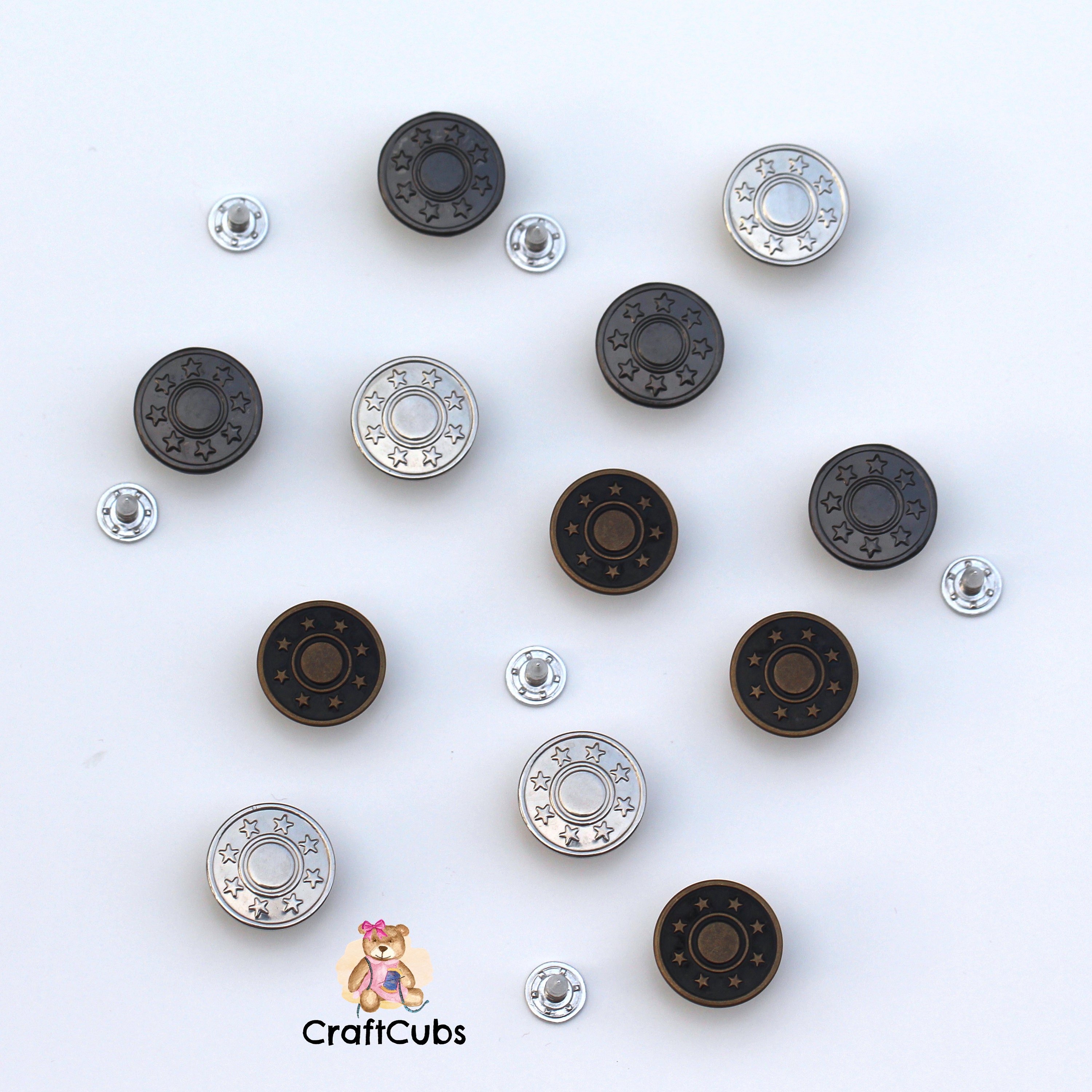 10 Metal Buttons, Wear Jeans, Replacement, 17mm, No Sew Tack Button, Bronze  Tone Metal, Jean Jacket Button, Sewing Supply, Denim Repair 