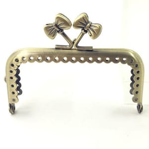 Bow Purse Kisslock Square Frame 8.5cm// Ribbon metal sew in purse frame or coin pouch frame